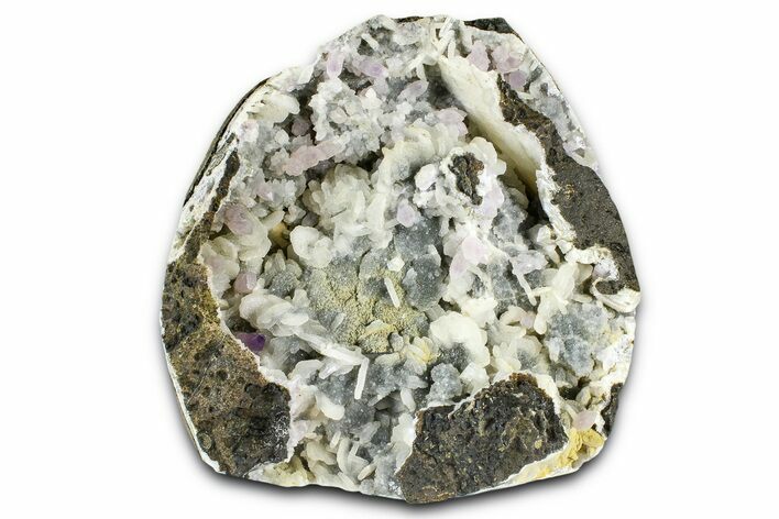 Druzy Quartz Encrusted Calcite with Amethyst Crystals - India #367819
